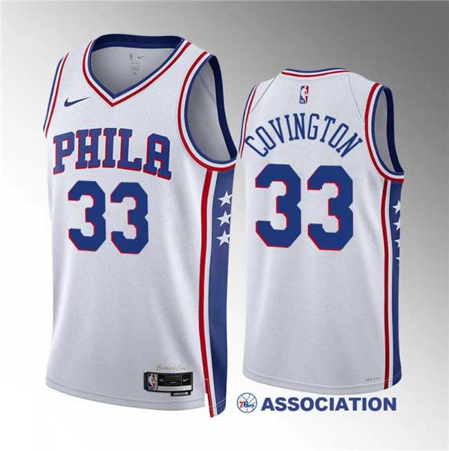 Mens Philadelphia 76ers #33 Robert Covington White Association Edition Stitched Jersey Dzhi->philadelphia 76ers->NBA Jersey